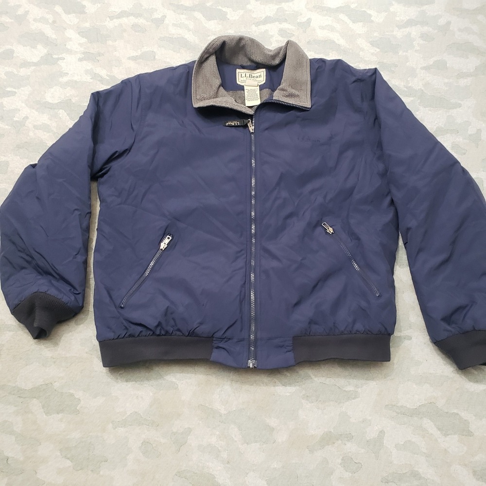 L.L. Bean Jacket Mens Large Blue Warm Up Fleece Lined Full Zip